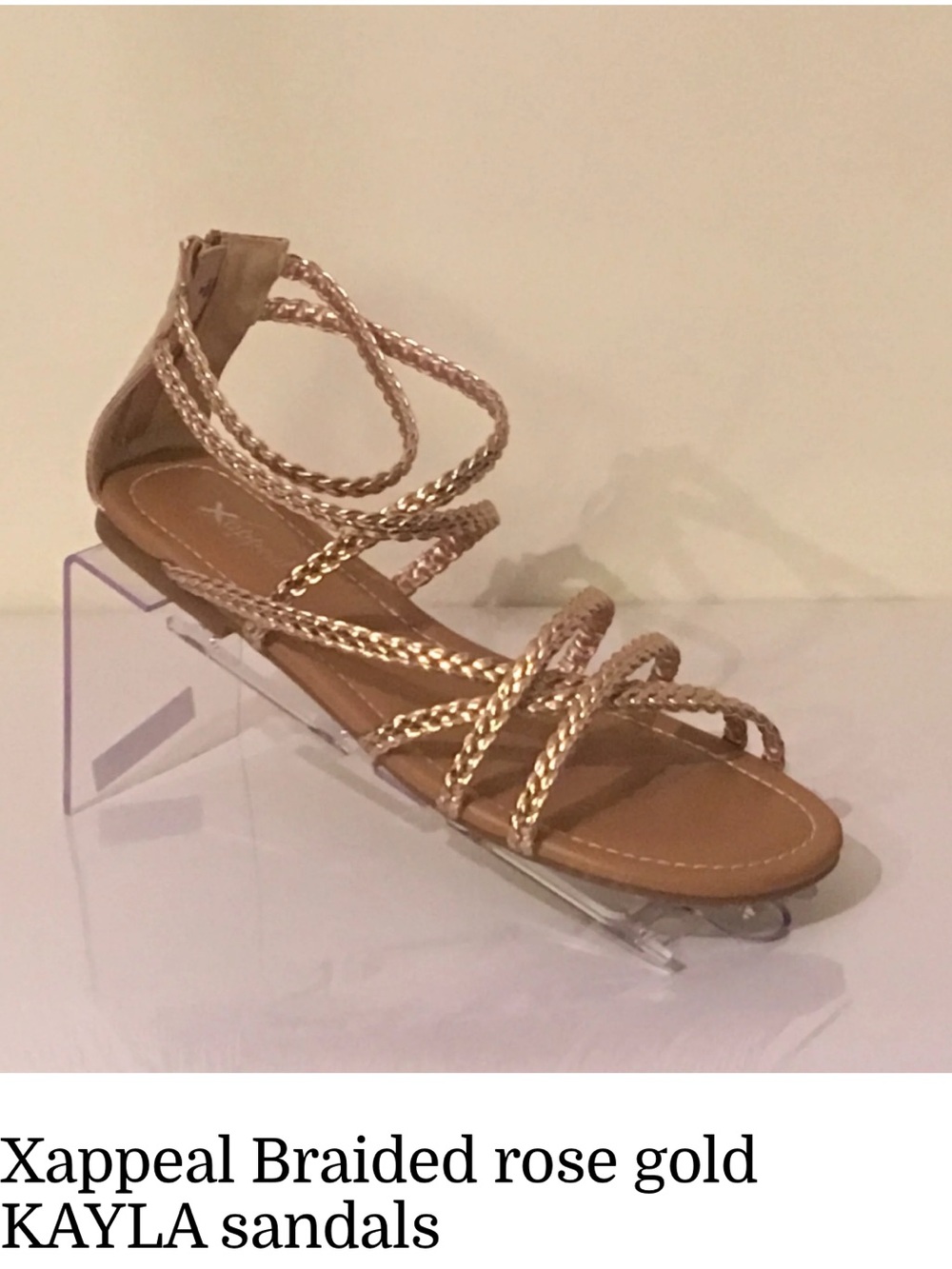 Xappeal Braided Metallic Pink Strappy Gladiator Sandals